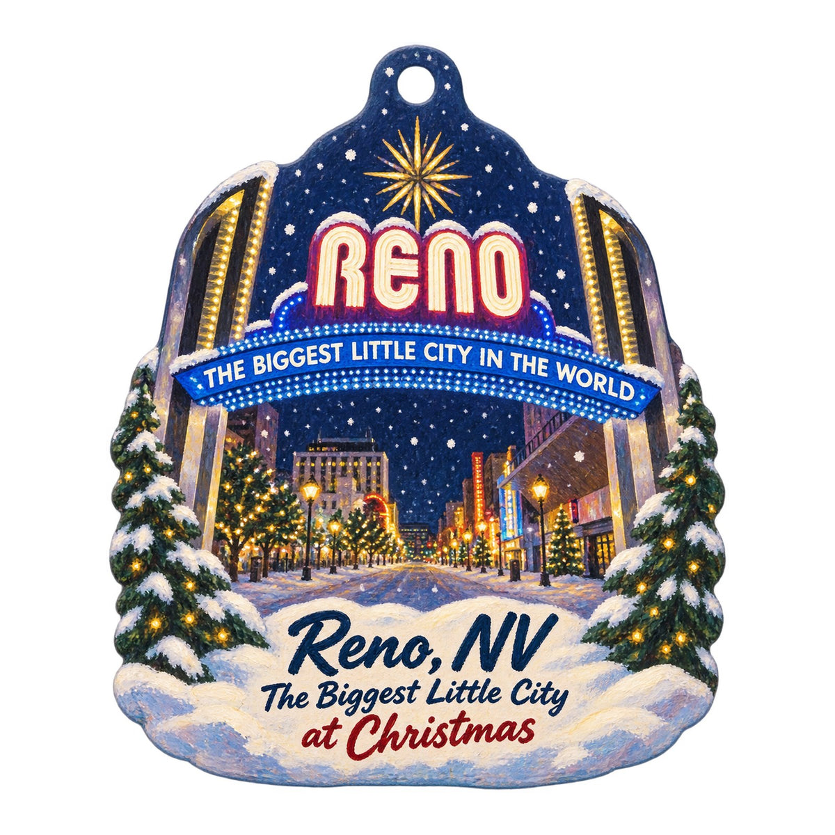 Grand Sierra Resort Christmas custom wood ornament OC279 on white