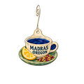 the bohemian peddler — Local inspiration custom wood ornament OC2802, photographic gold spiral hook