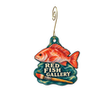 Red Fish Gallery — Store identity custom wood ornament OC2809, photographic gold spiral hook