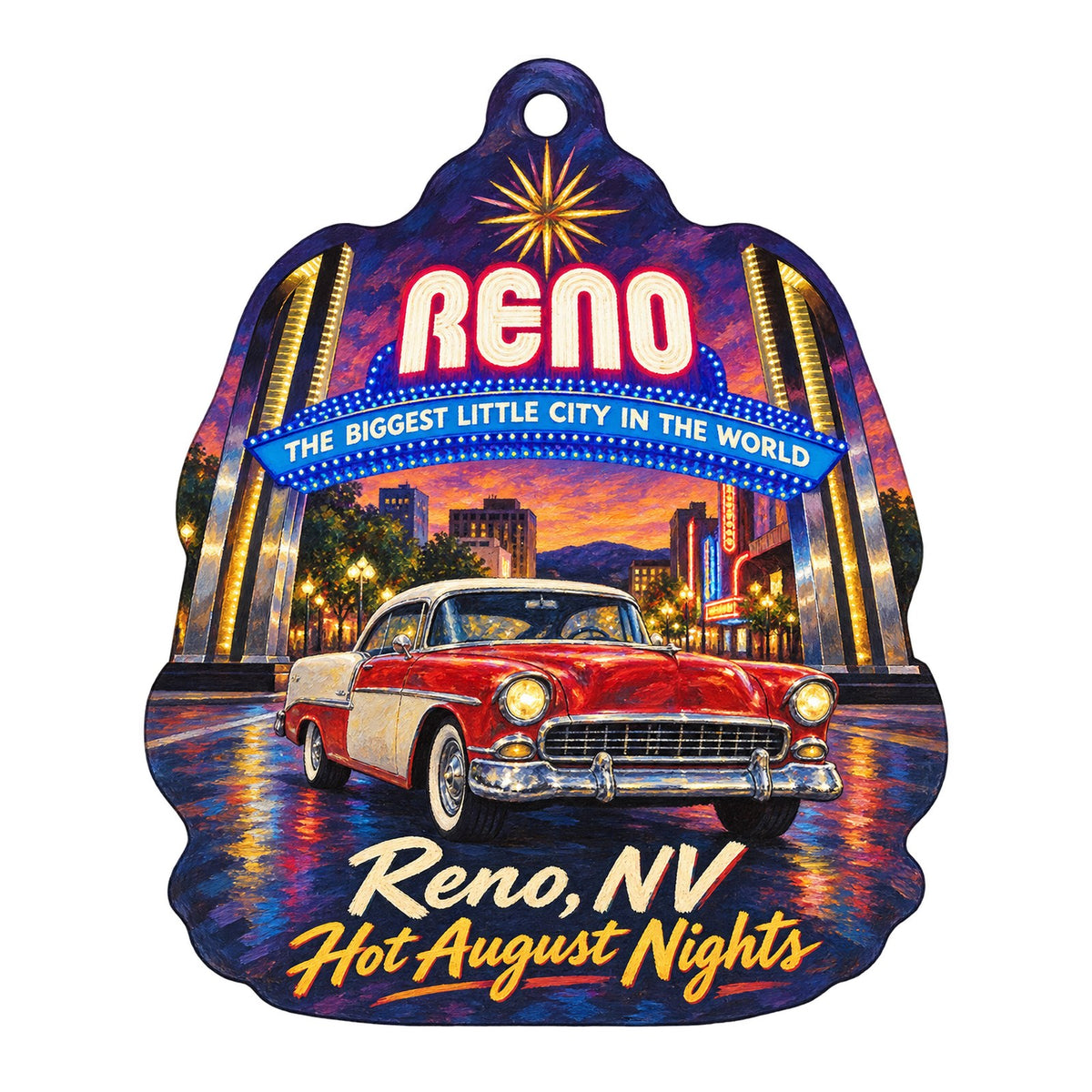 Grand Sierra Resort Town Icon custom wood ornament OC280 on white