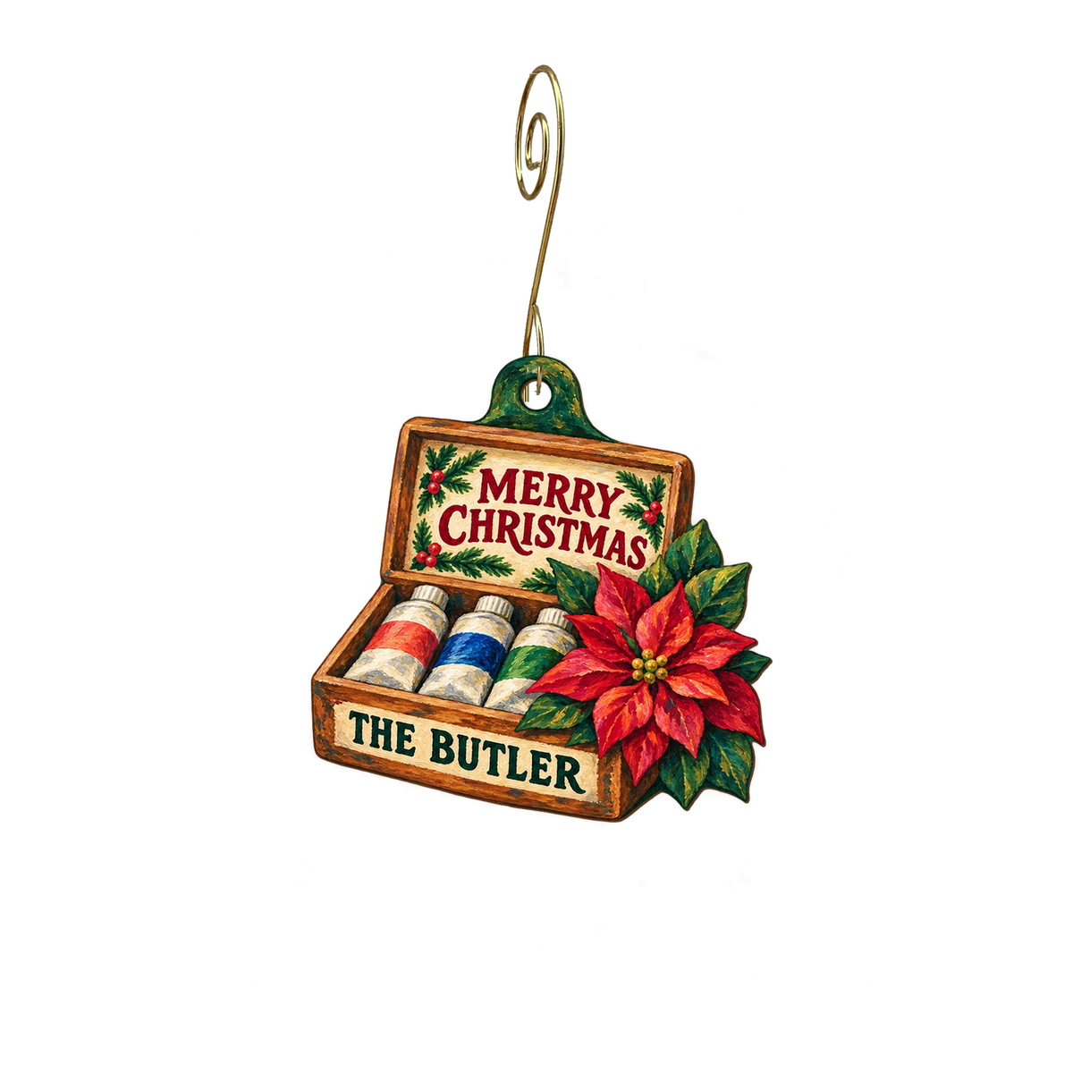 The Butler Institute of American Art — Christmas custom wood ornament OC2813, photographic gold spiral hook