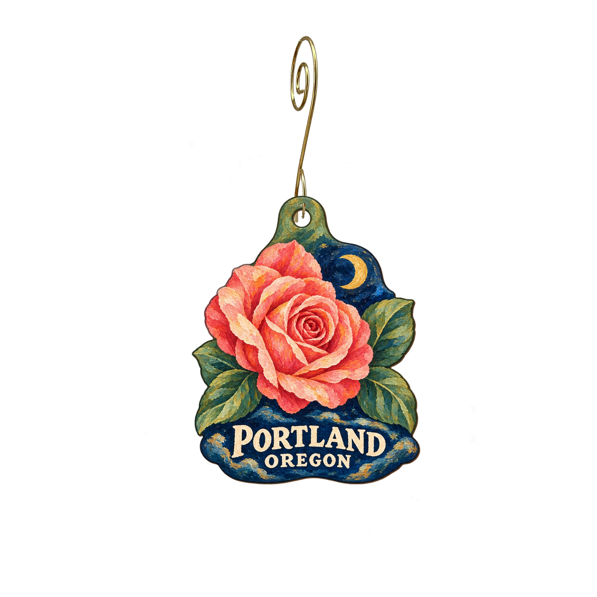 The Raven's Wing Magical Co-op — Local inspiration custom wood ornament OC2823, photographic gold spiral hook