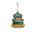 Gordon's Furniture — Store identity custom wood ornament OC2824, photographic gold spiral hook