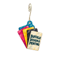 Buffalo Design & Printing — Store identity custom wood ornament OC2827, photographic gold spiral hook