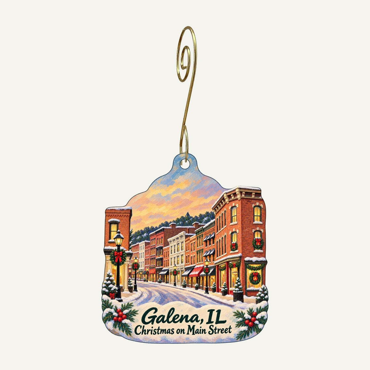 Beyond the Horizon Christmas custom wood ornament OC282 hanging on hook
