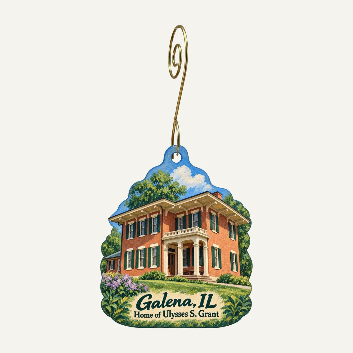 Beyond the Horizon Town Icon custom wood ornament OC283 hanging on hook