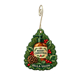 Bella Salon — Christmas custom wood ornament OC2840, photographic gold spiral hook