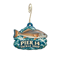Pier 14 Tackle Shop — Store identity custom wood ornament OC2848, photographic gold spiral hook