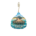 Pier 14 Tackle Shop — Local inspiration custom wood ornament OC2850, photographic gold spiral hook