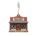 Main Street Merchants — Store identity custom wood ornament OC2857, photographic gold spiral hook