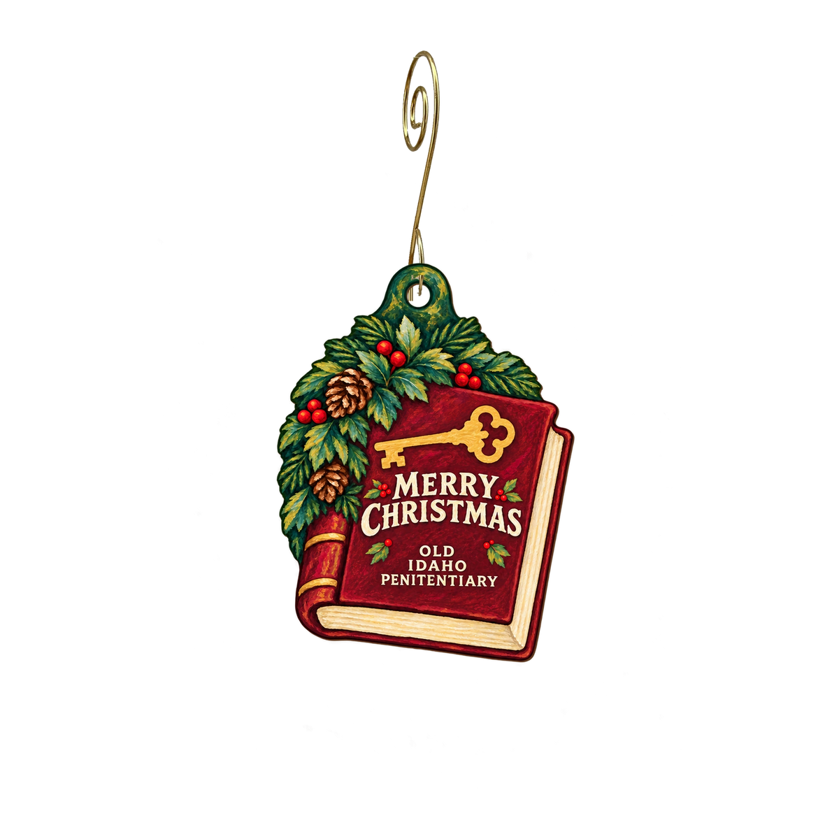 Old Idaho Penitentiary Site — Christmas custom wood ornament OC2861, photographic gold spiral hook