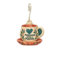 Purchase With a Purpose — Store identity custom wood ornament OC2863, photographic gold spiral hook
