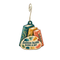 Barrier Island Books & Art — Store identity custom wood ornament OC2866, photographic gold spiral hook