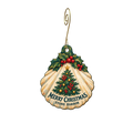Barrier Island Books & Art — Christmas custom wood ornament OC2867, photographic gold spiral hook