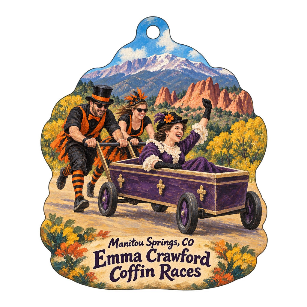 Garden of the Gods Trading Post Town Icon custom wood ornament OC286 on white