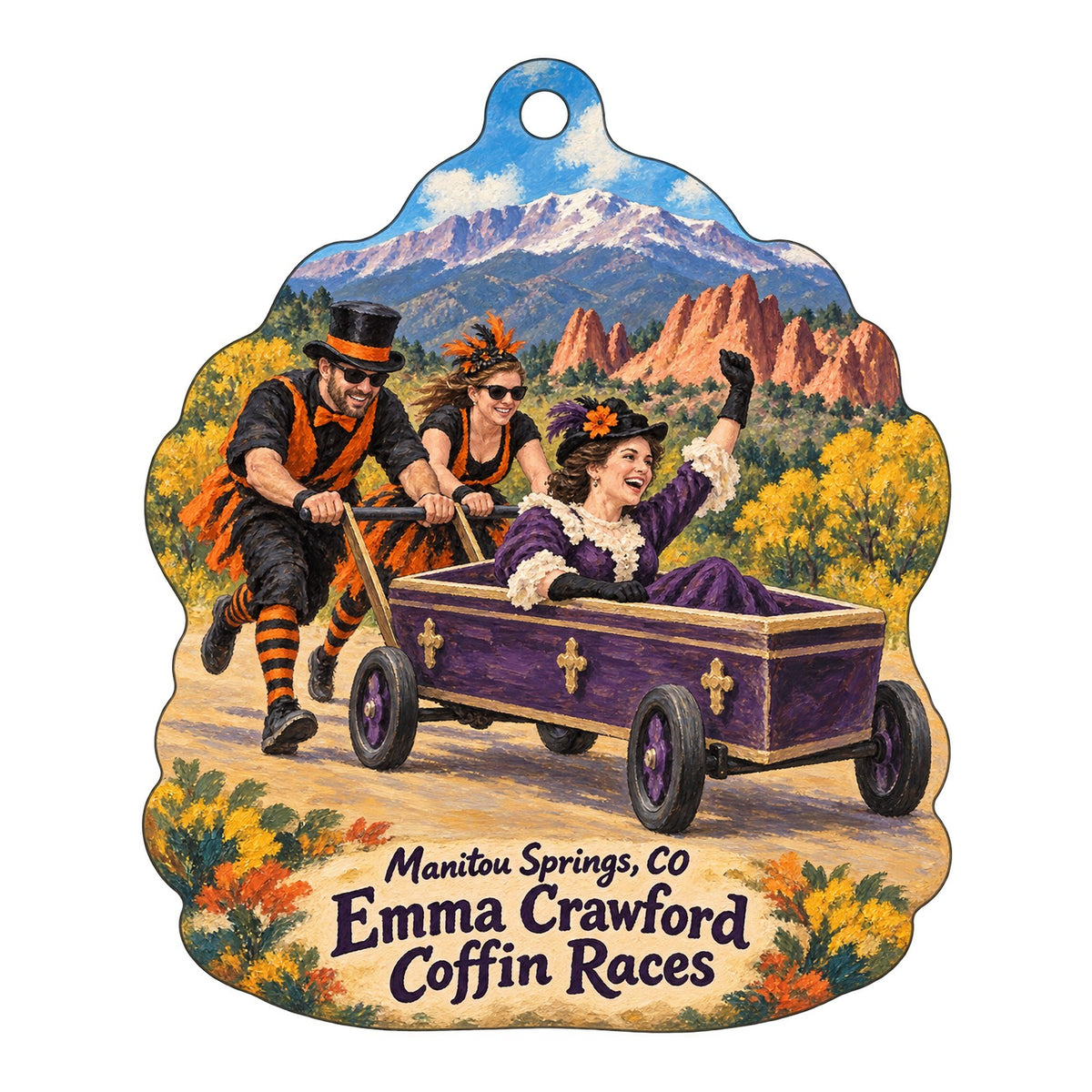 Garden of the Gods Trading Post Town Icon custom wood ornament OC286 on white