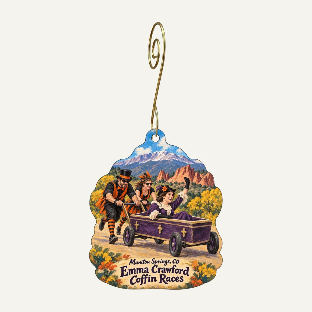 Garden of the Gods Trading Post Town Icon custom wood ornament OC286 hanging on hook