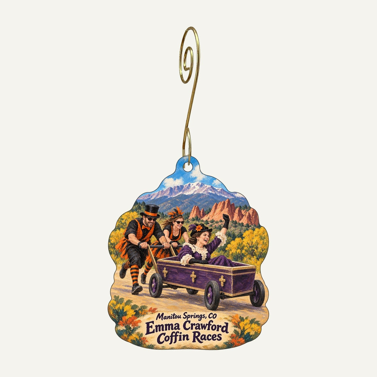 Garden of the Gods Trading Post Town Icon custom wood ornament OC286 hanging on hook