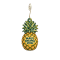 Maui Pineapple Store — Store identity custom wood ornament OC2881, photographic gold spiral hook