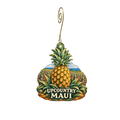 Maui Pineapple Store — Local inspiration custom wood ornament OC2883, photographic gold spiral hook