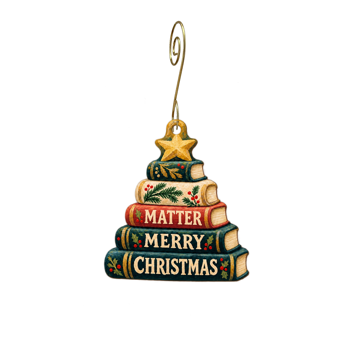 Shop at MATTER — Christmas custom wood ornament OC2885, photographic gold spiral hook