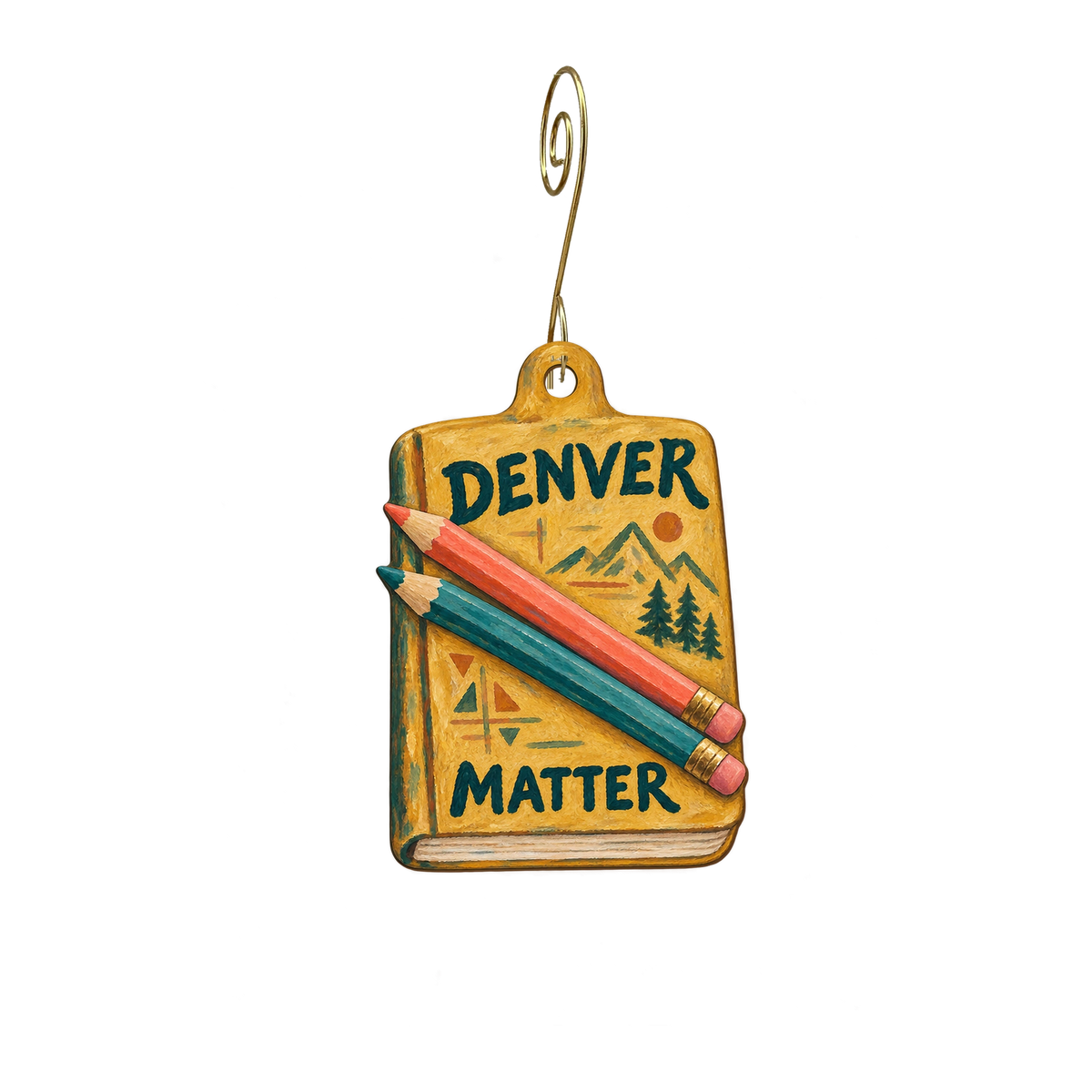 Shop at MATTER — Local inspiration custom wood ornament OC2886, photographic gold spiral hook