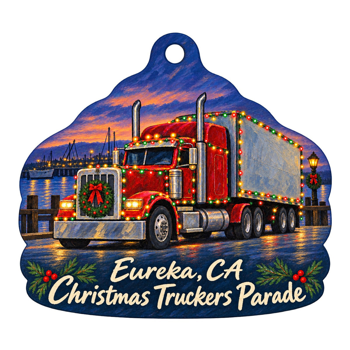 North Coast Co-op Christmas custom wood ornament OC288 on white