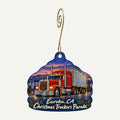 North Coast Co-op Christmas custom wood ornament OC288 hanging on hook