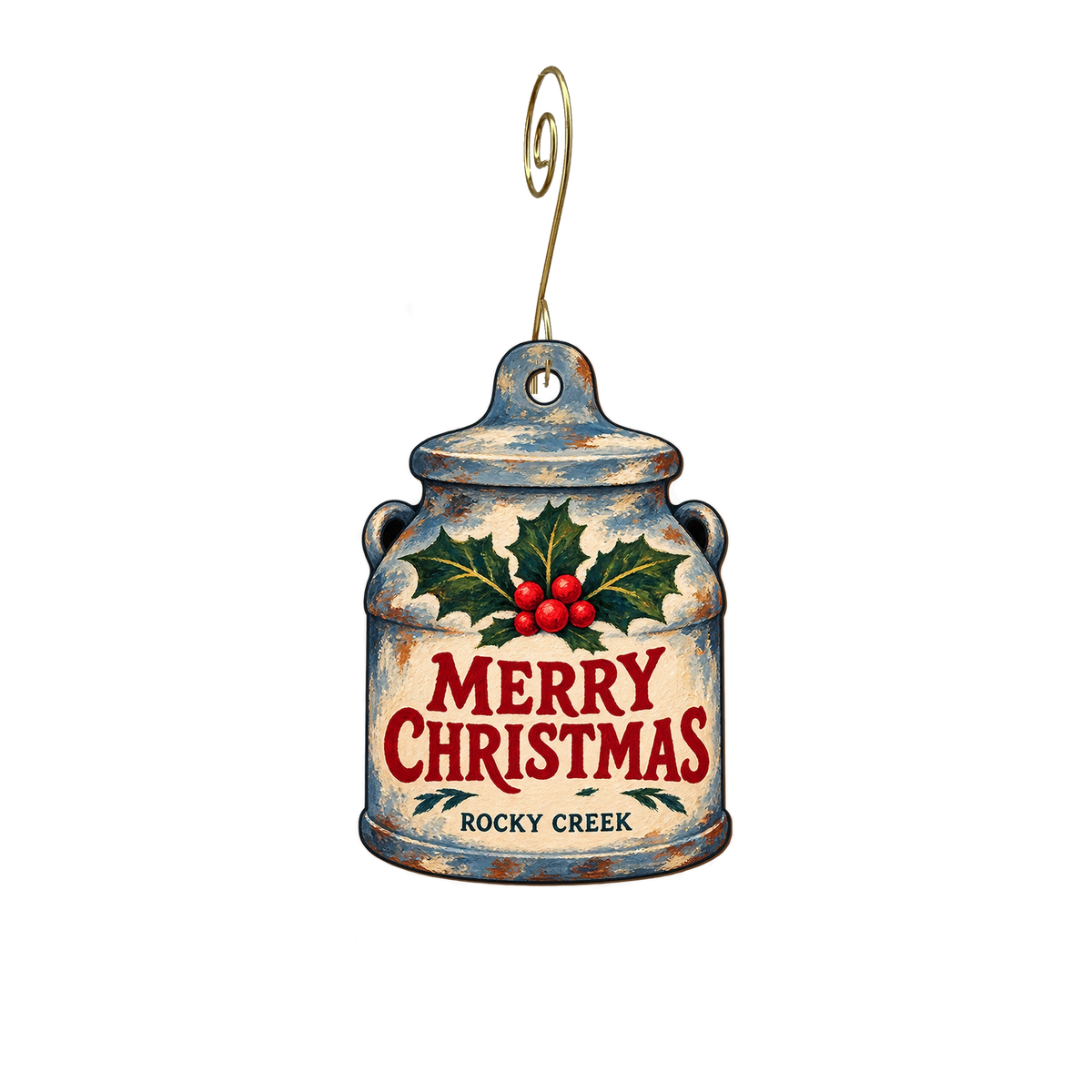 Rocky Creek Maze — Christmas custom wood ornament OC2894, photographic gold spiral hook