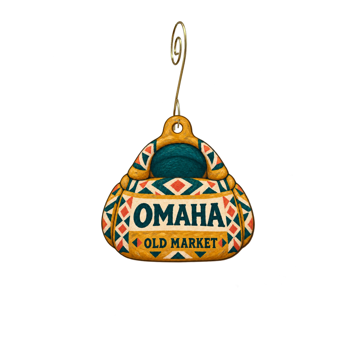 Souq Limited Boutique — Local inspiration custom wood ornament OC2898, photographic gold spiral hook