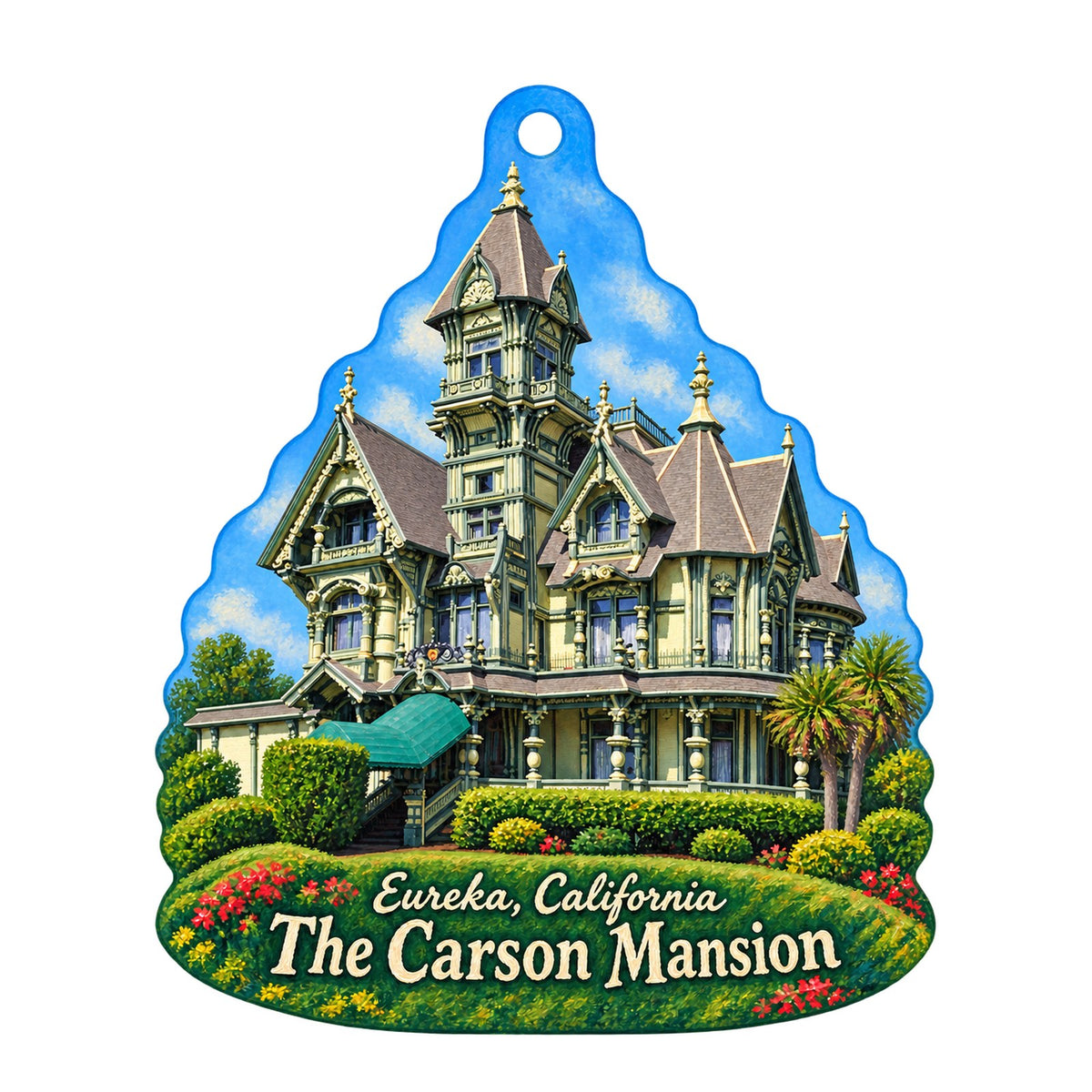 North Coast Co-op Town Icon custom wood ornament OC289 on white