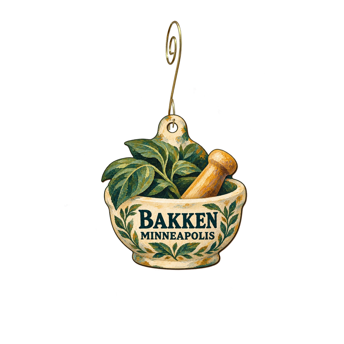 The Bakken Museum — Local inspiration custom wood ornament OC2904, photographic gold spiral hook