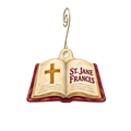 St. Jane Frances Church — Store identity custom wood ornament OC2905, photographic gold spiral hook