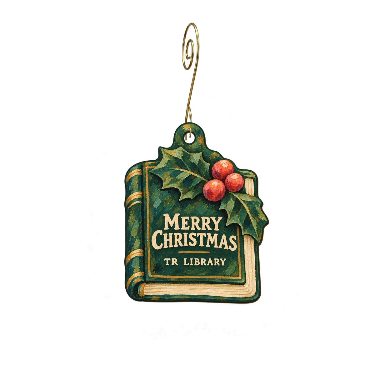 Theodore Roosevelt Presidential Library Foundation — Christmas custom wood ornament OC2909, photographic gold spiral hook