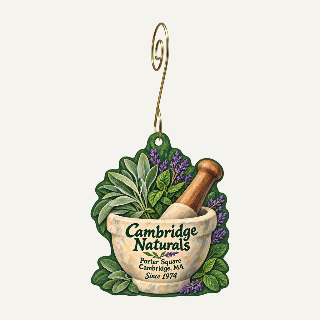 Cambridge Naturals Logo custom wood ornament OC290 hanging on hook