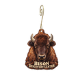 North American Bison Discovery Center — Store identity custom wood ornament OC2911, photographic gold spiral hook