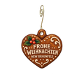 German American Society — Christmas custom wood ornament OC2915, photographic gold spiral hook