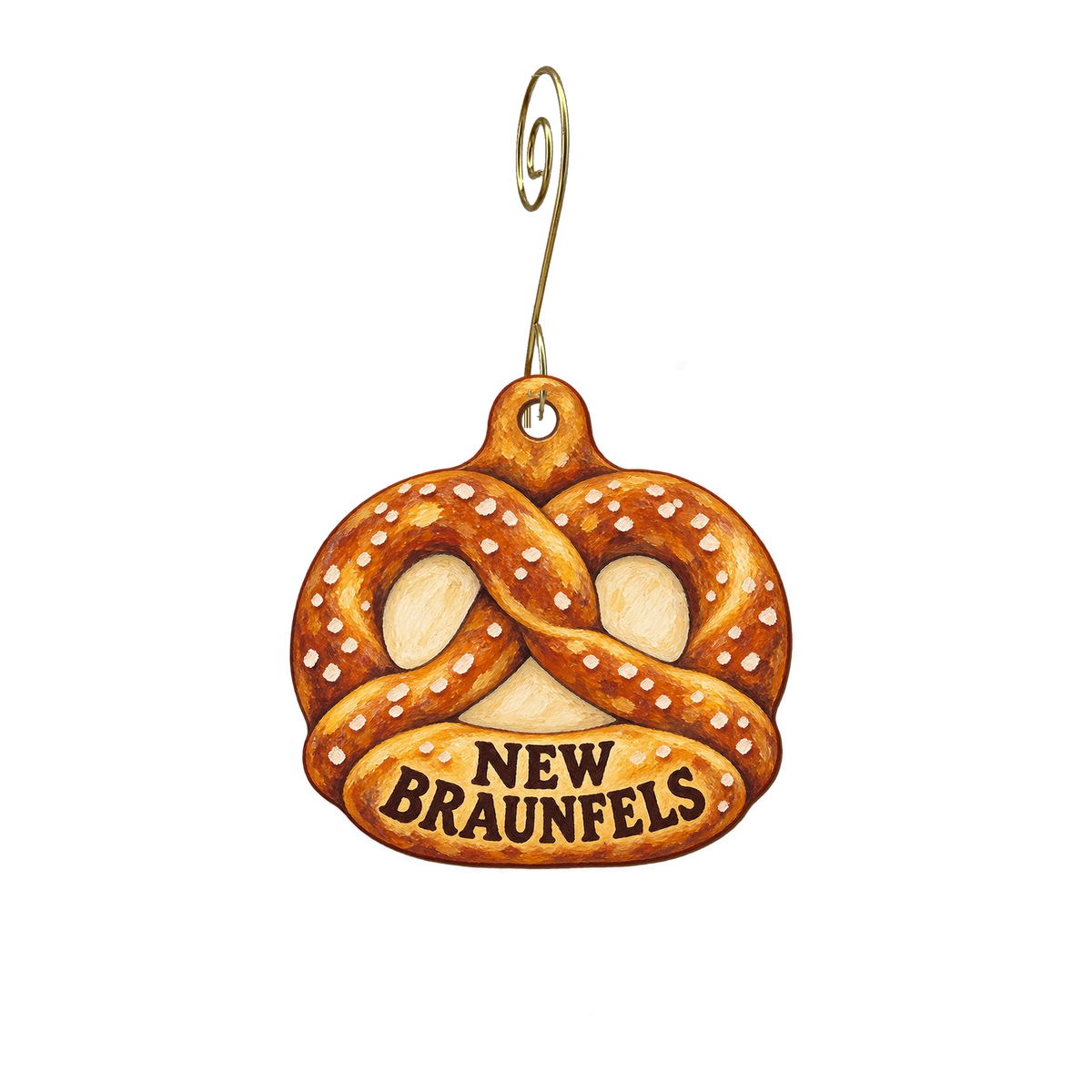 German American Society — Local inspiration custom wood ornament OC2916, photographic gold spiral hook