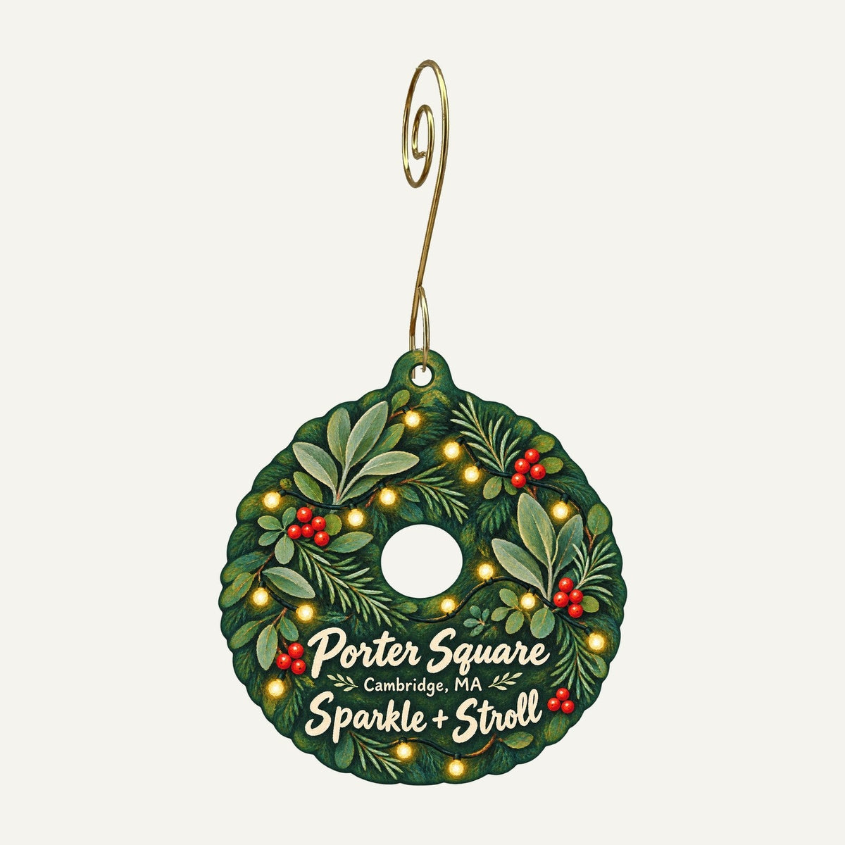 Cambridge Naturals Christmas custom wood ornament OC291 hanging on hook
