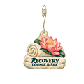 Recovery Lounge & Spa — Store identity custom wood ornament OC2920, photographic gold spiral hook