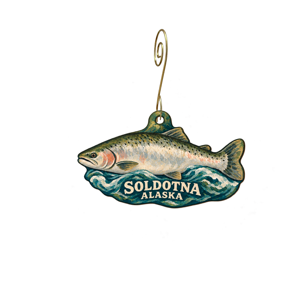 Soldotna Professional Pharmacy — Local inspiration custom wood ornament OC2928, photographic gold spiral hook