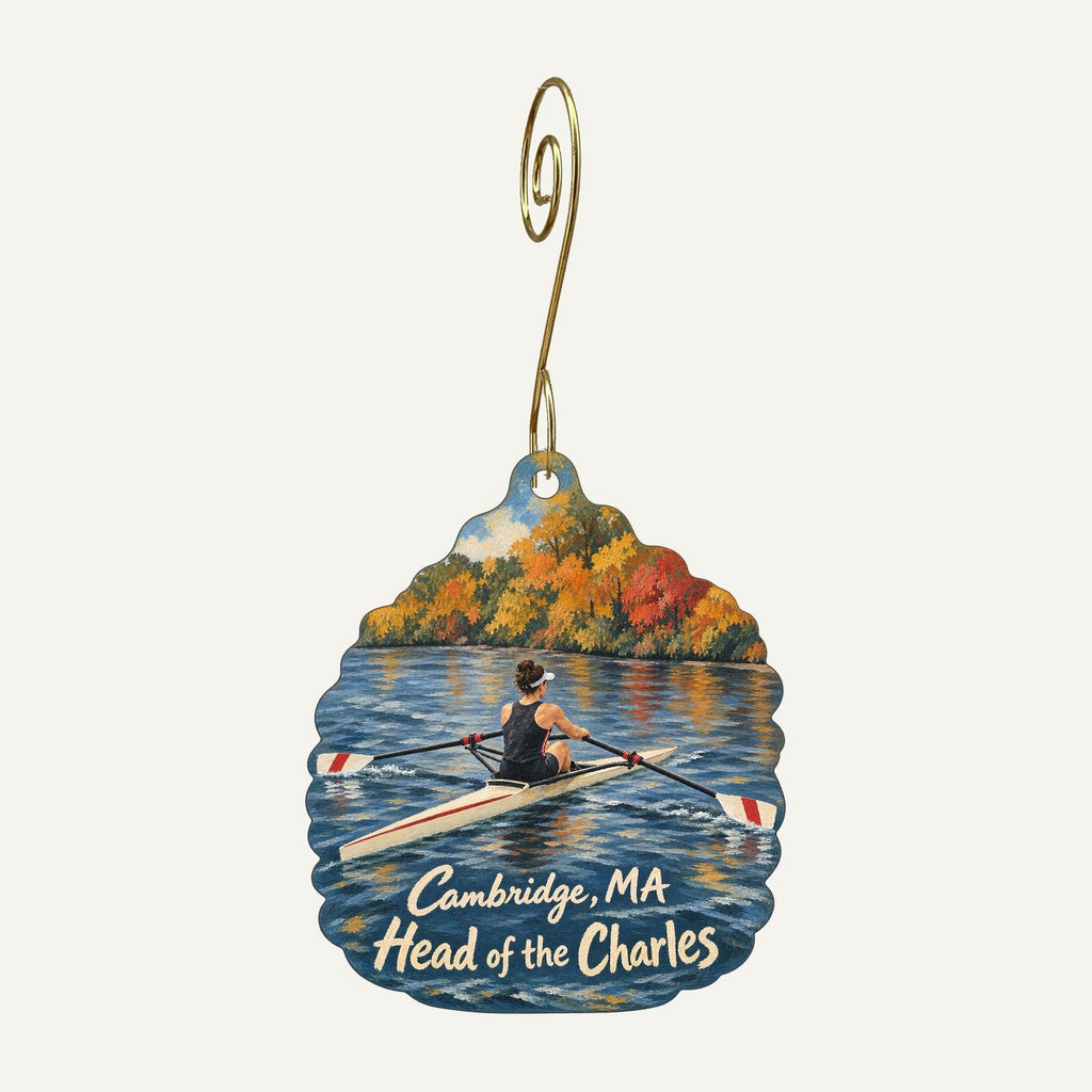 Cambridge Naturals Town Icon custom wood ornament OC292 hanging on hook