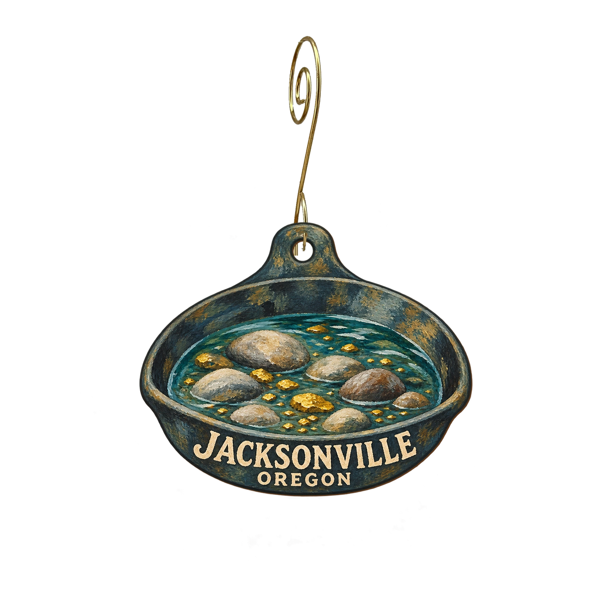 WillowCreek Gifts — Local inspiration custom wood ornament OC2931, photographic gold spiral hook