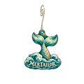 Mertailor — Store identity custom wood ornament OC2932, photographic gold spiral hook