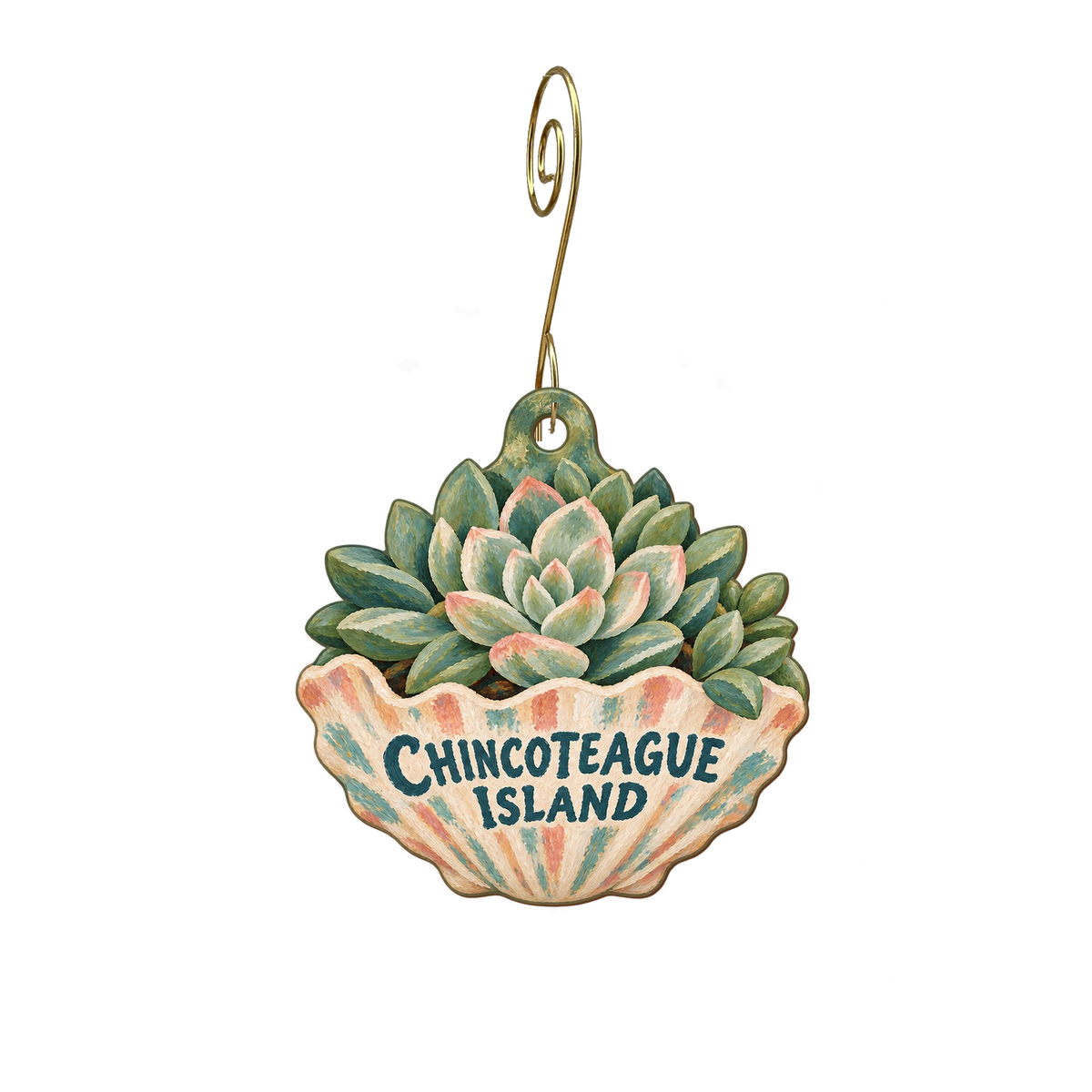 Taylor Street Plant Shop — Local inspiration custom wood ornament OC2937, photographic gold spiral hook