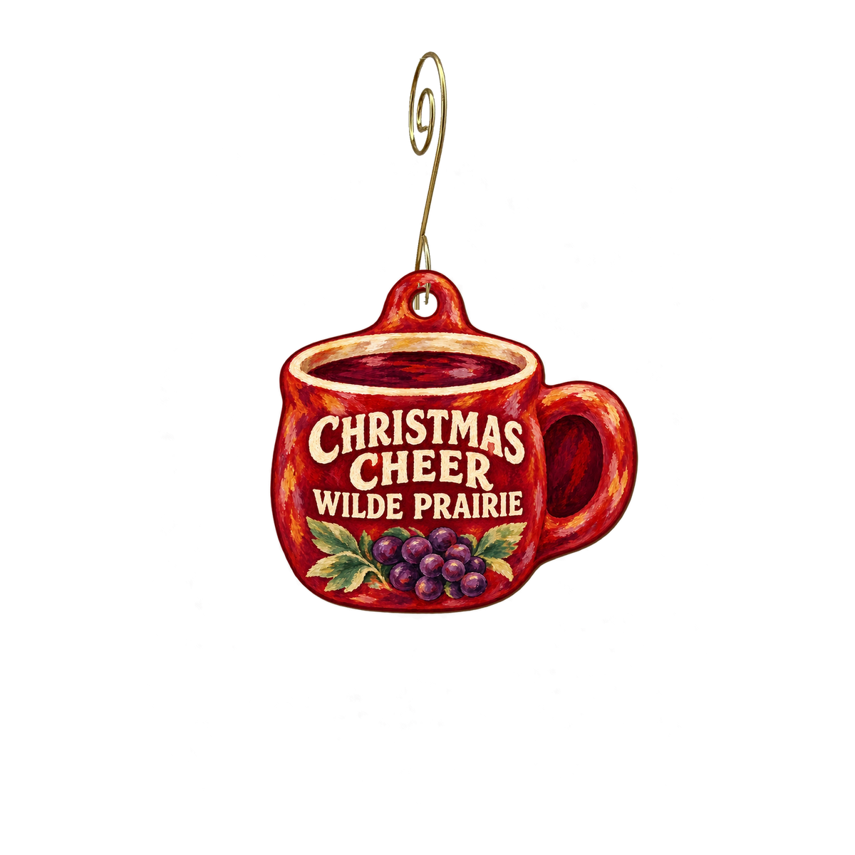 Wilde Prairie Winery — Christmas custom wood ornament OC2939, photographic gold spiral hook