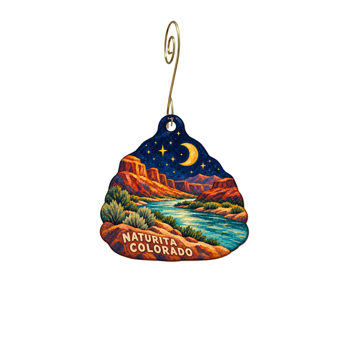 Walk In Liquor — Local inspiration custom wood ornament OC2943, photographic gold spiral hook