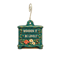 Wooden It Be Lovely — Store identity custom wood ornament OC2944, photographic gold spiral hook