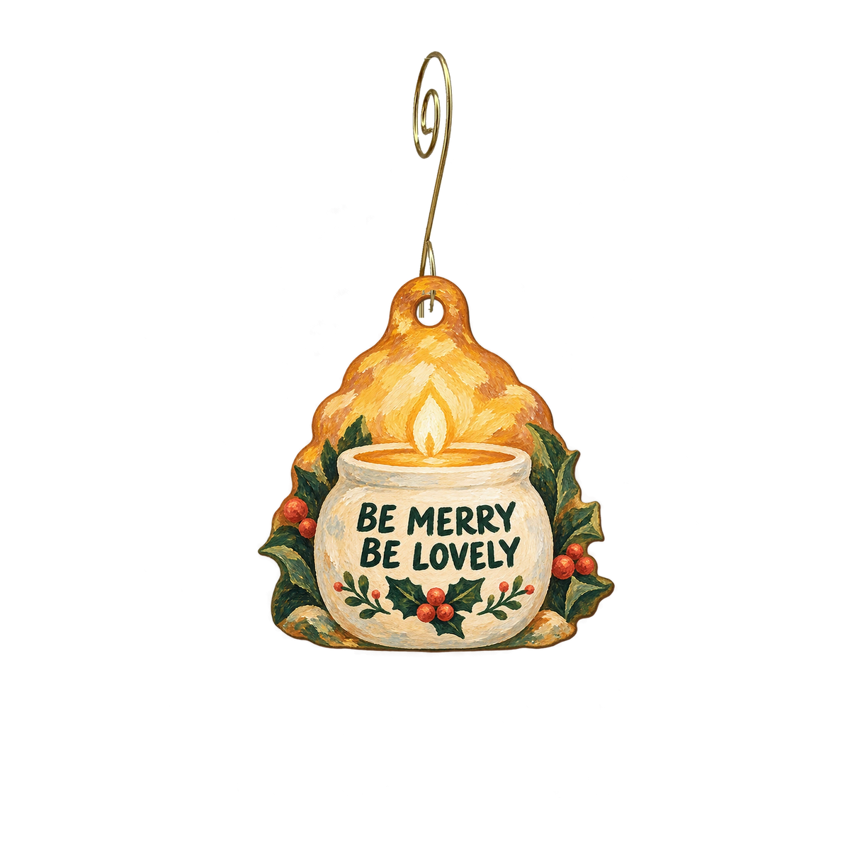 Wooden It Be Lovely — Christmas custom wood ornament OC2945, photographic gold spiral hook