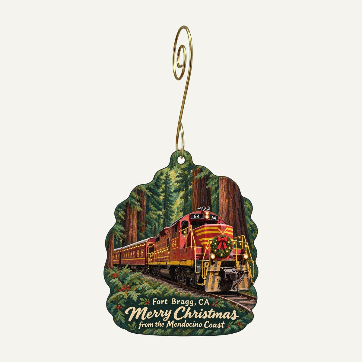 Harvest Market Christmas custom wood ornament OC294 hanging on hook